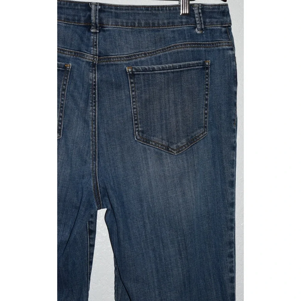 Chicos Platinum Jeans Crop 2/12 Blue Mid Rise Straight Stretch Cotton 5-Pocket - Picture 8 of 16